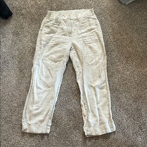 Chico's Neutral Beige Linen-Blend Pants